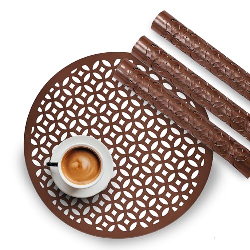 Image of Kuber Industries 4 Pcs Set Leather Round Side Table Mats | Reusable and Washable Placemat /Dining Table Mat for Wedding and Family Functions | Copper