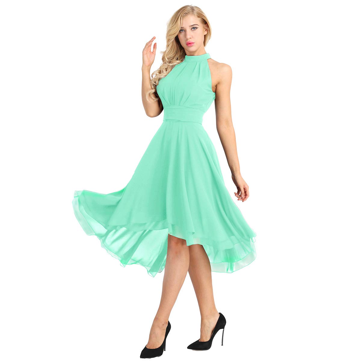 Womens Halter Chiffon Asymmetrical High Low Short Country Bridesmaid Dresses  | Desertcart BAHRAIN