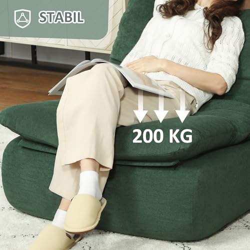HOMCOM Bodenstuhl mit einteiligem ultrahochdichtem Schaumstoff, Bodensessel Lazy Sofa mit Samtoptik Meditationsstuhl Relaxsessel für Zuhause, Büro, Grün