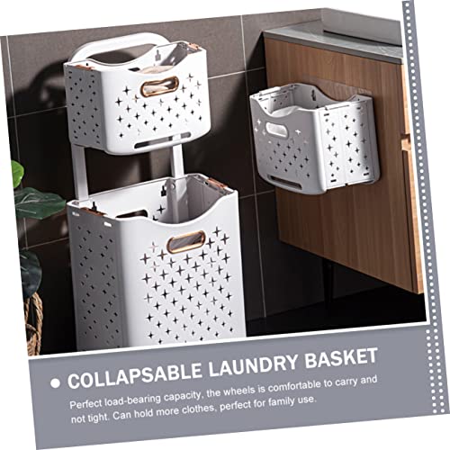 Panier à linge pliable double couche à roulettes rose gold compact pour maison