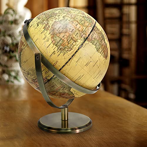 8'' Antique World Globe Vintage Earth Globe For Kids & Adults' Geography Learning 720° Rotating Easy To Read Desk Globe Decor For Home Office Classroom #TOP4