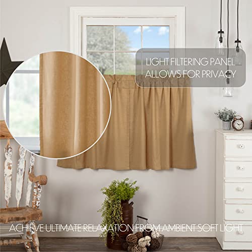 VHC-Brands-Simple-Life-Flax-Khaki-Country-Farmhouse-Kitchen-Window-Curtain-Tier-Set-of-2-L36xW36 VHC Brands Simple Life Flax Khaki Country Farmhouse Kitchen Window Curtain Tier Set of 2 L36xW36