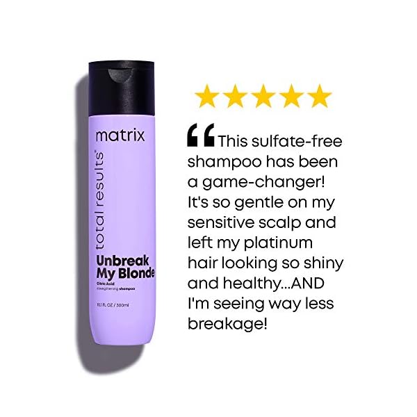 Matrix Unbreak My Blonde Strengthening Shampoo | Repairs and Adds Softness and Shine | For Damaged, Lightened and Over Processed Hair | Sulfate-Free | Packaging May Vary | 10.1 Fl. Oz. | Vegan