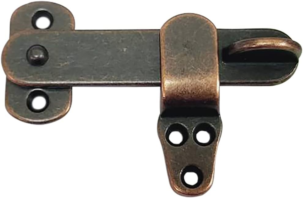 QCAA Solid Cast Brass Door Latch for Cabinet Door, 4", Antique Copper, 2 Pack, Made in Taiwan