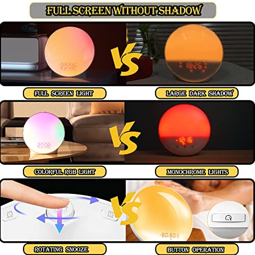 Anyando Sunrise Alarm Clock, Wake Up Light,Full Screen Light Sunrise/Sunset Simulation,Dual Alarms,Fm Radio,Reading Lamp,Tap Snooze,7 Colors,8 Natural Sounds,Smart Gentle Wake Up,Personal Nightlight #TOP6