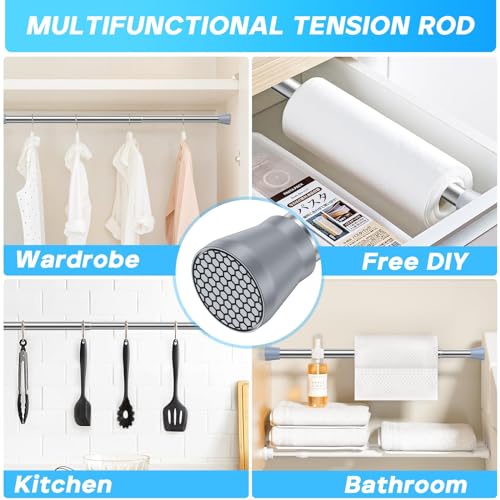Image of Tension Rod 16 to 26 Inch Sliver Tension Curtain Rod No Drill Spring Tension Rod 2pack Small Tension Rod for Cupboard Closet Bookshelf Diy Projects Wardrobe Spring Loaded Curtain Rods