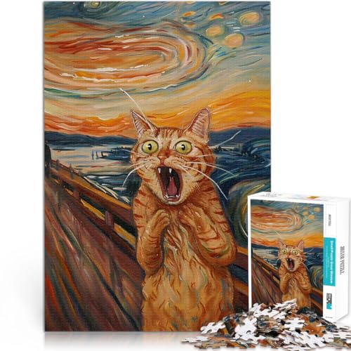 Gato Naranja El Grito Puzzles de 1000 Piezas para Adolescentes Juguetes adictivos Que desafían la Inteligencia Cerebral Regalo Divertido 38x26cm