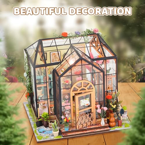 Image of PATPAT DIY Miniature House Kit with LED Lights, Wooden Dollhouse Miniature Kits for Adults and Teens, DIY Craft Kit Ornaments Miniature Dollhouse