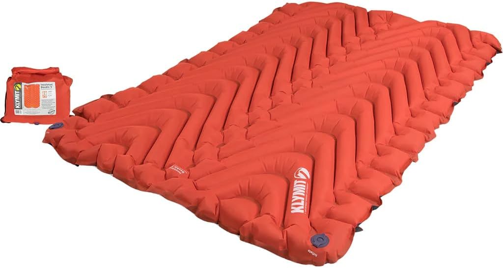 KLYMIT Double V Sleeping Pad, 2 Person, Double Wide (47 inches), Lightweight Comfort for Car Camping, Two Person Tents, Travel, and Backpacking