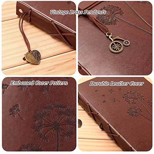 YILEEY Fotoalbum om zelf vorm te geven, leer, scrapbook, zwarte pagina's, navulbaar, fotoboek om in te plakken, 28 x 21 cm, fotoalbums, doe-het-zelf cadeau met pennen, sjablonen, stickers, fotohoeken, paardenbloem, herbruikbaar - Image 6