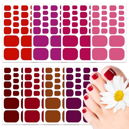 JSRQT Ongles Gel Autocollant UV, 8 Feuilles Autocollant Ongle Gel UV Adhesif, Faux Nail Wraps avec Lime à Ongles, Couleur Unie Bandes d’Ongles d'Orteils pour Femme Fille, Full Wrap Manucure Décoration