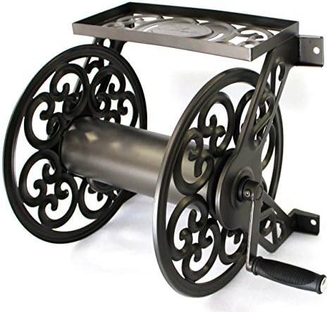 Liberty Garden Products 708 Steel Decorative Wall Mount Garden Hose Reel, Holds 125-Feet of 5/8-Inch Hose - Bronze