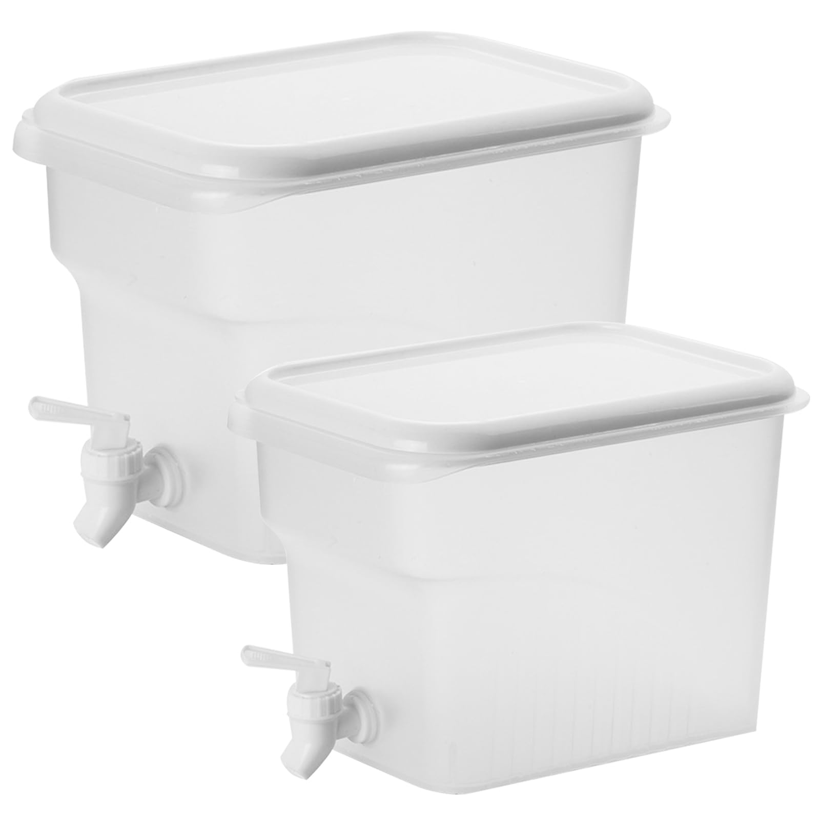 2 Pcs Drink Dispenser with Tap 3.5L ＆ 5L Fridge Water Dispenser with Leak-Proof Spigot Clear Fridge Jug Plastic Juice Jug for Party Drink, Iced Tea, Lemonade