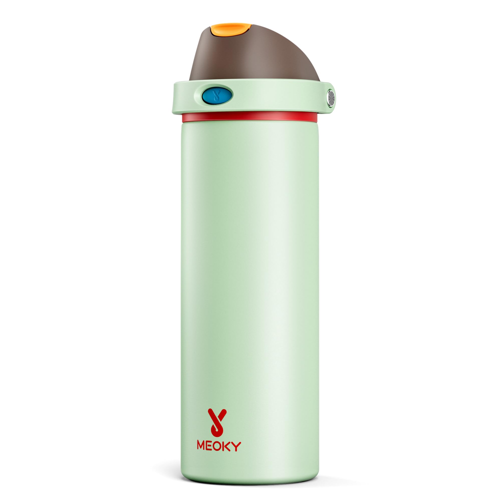 24 oz Insulated Water Bottle with Straw: Meoky Stainless Steel Metal Water Bottle with 2-in-1 Lid - Leak Proof, Cold for 24 Hours, Protective Silicone Base, BPA-Free for Sports Travel Car, Boneyard