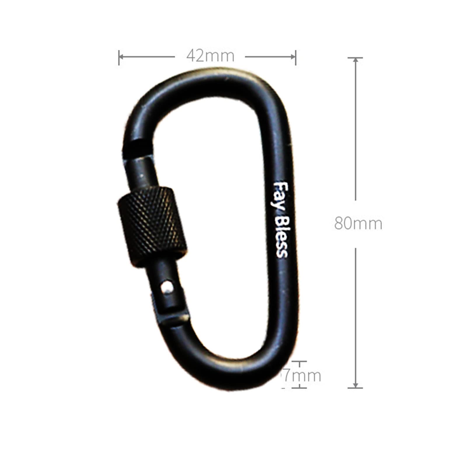 Fay Bless Survival D Ring Locking Carabiner Molle Backpack Keychain Outdoor Hiking Camping Hanging Snap Clip Lock Buckle Hook Tools (8 pcs 8cm black)