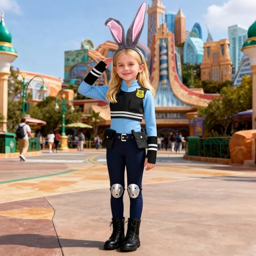 Disfraz infantil de policía para niñas 6-7 años miniatura 4