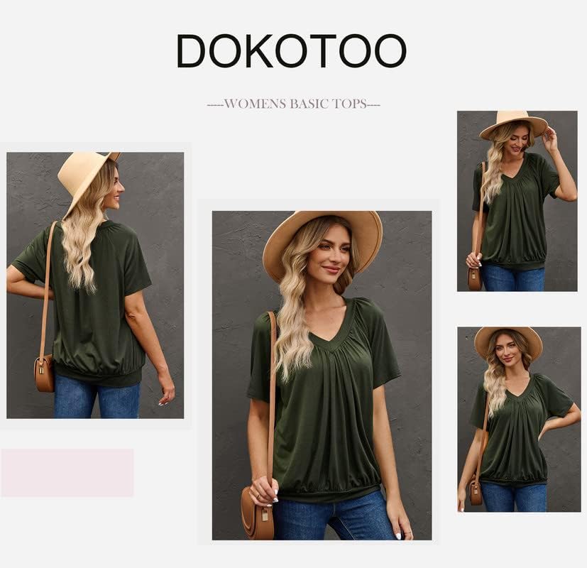 Dokotoo Women's Casual Summer T Shirts Short Sleeve V Neck Tops Tshirts - Image 5