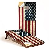 GRAPHIX Express - C190 Distressed American Flag - Patriotic Cornhole Board Wrap - Laminated Weatherproof Vinyl Decal - Easy Bubble-Free Application - Stickers Dimensions: 2' x 4' - Set of 2