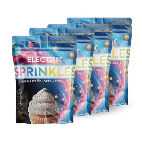 ELECTRIK Sprinkles Chispas de colores naturales – 4 PACK de 150gr | Sin...