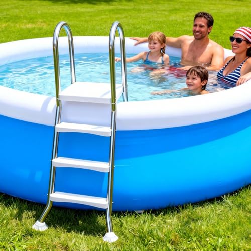 Escalera para piscina de 3 pasos doble cara acero inoxidable miniatura 2
