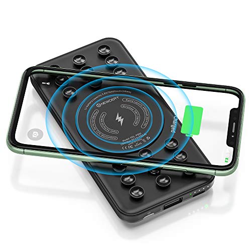 NEWDERY Wireless Portable Charger Power Bank 10000mAh with Suction Cups, 18W PD QC