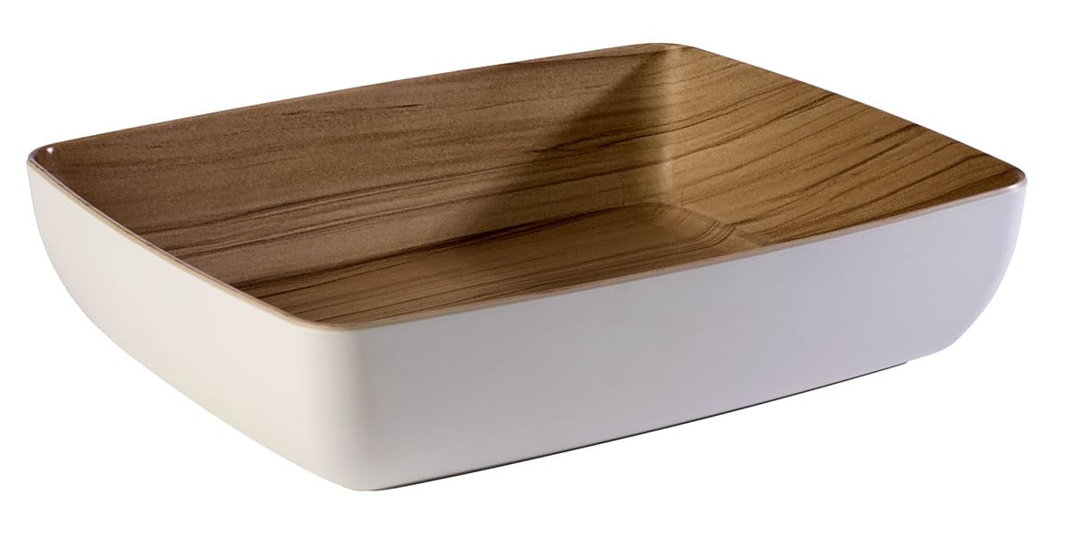 APS 84589 Barquette GN 1/2 FRIDA, 32,5 x 26,5 cm, hauteur 7,5 cm, mélamine, blanc/aspect bois