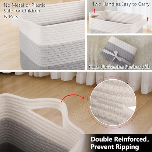 Image of OIAHOMY Cotton Rope Storage Baskets for Organizing Gradient Gray 3-Pack