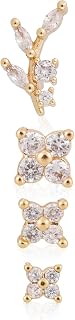 Mikovivi 4 Pairs Gold Cartilage Stud Earrings - Cute Trendy Dainty Copper Jewelry for Women, Sensitive Ears Gift Set