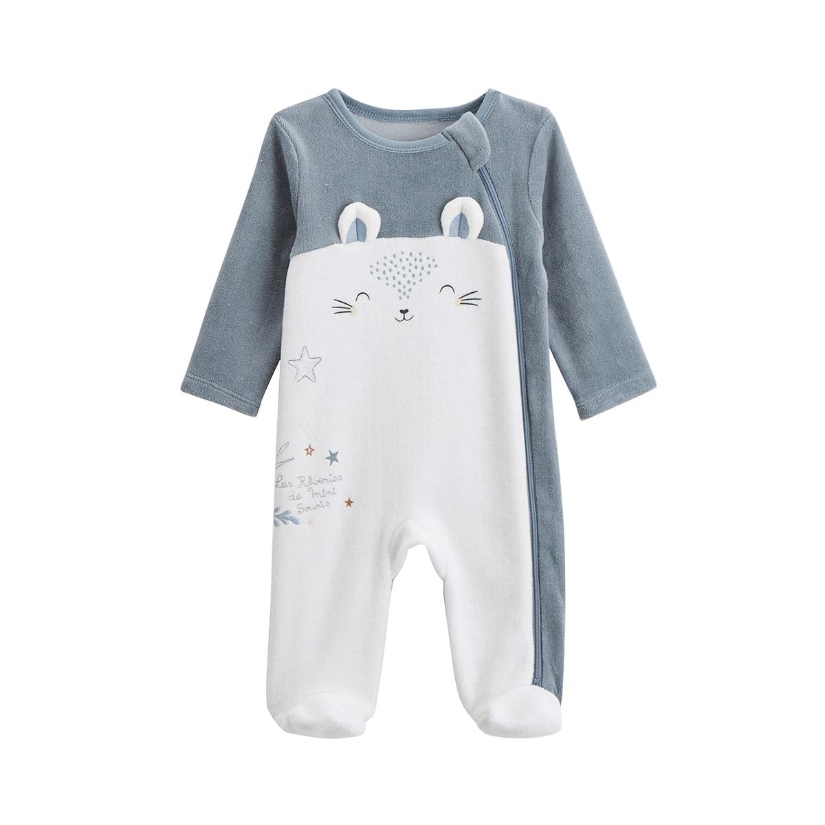 Petit Béguin - Pyjama bébé en velours ouverture zippée Rêverie