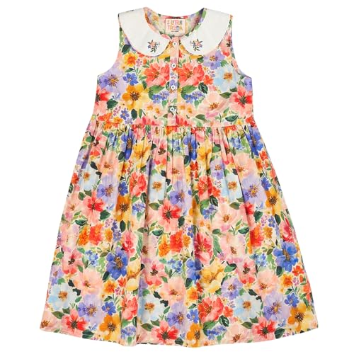 Image of Kids Girls Printed Embroidered Fusion Dress | Handmade Crafted Designer Ethnic Wear | 100% Cotton