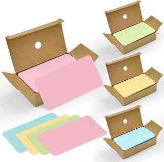 CAEEKER Blank Kraft Paper Cards, 400 PCS Blank Business Cards Coloured Message Cards Multicolor Flash Cards Blank Gift Index Card Word Cards Tags for Learning Study DIY Craft (Pink/Green/Yellow/Blue)