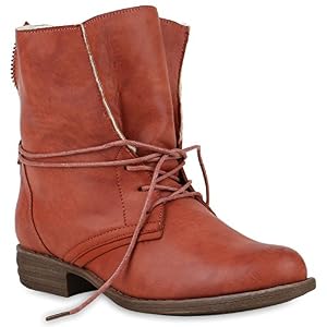 stiefelparadies stiefelparadies Damen Stiefeletten Schnürstiefeletten Warm Gefütterte Stiefel Glitzer Winter Boots Zipper 147854 Coral Avelar 36 Flandell