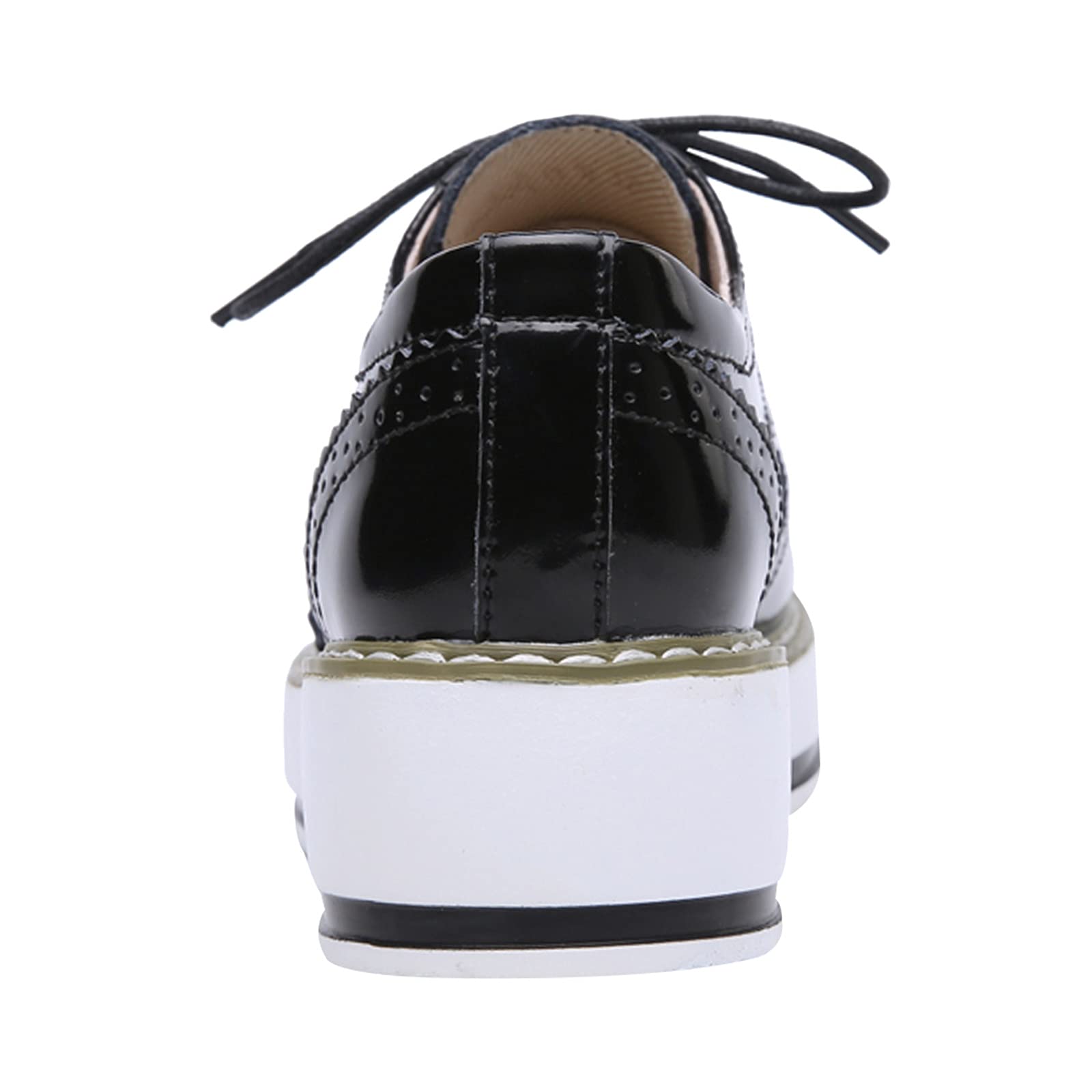 ANUFER Mujer con Cordones Brogues Zapatos Deportivos Casual Plataforma Creepers