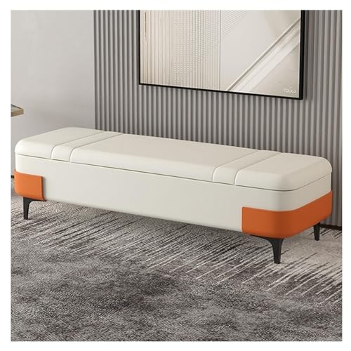 Repose-Pieds en Cuir QHQQXN, Banc de Rangement Rembourré pour Chambre et Salon