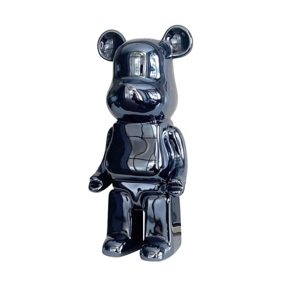 Hqdfcnm Black Bearbrick, 28Cm Blocks Bear Collectible Sculptures Desktop Decoration
