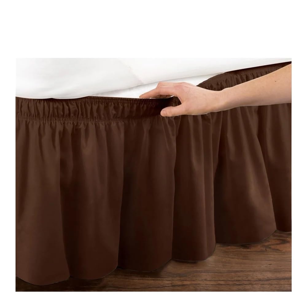 Spódnica na łóżko hotelowe owijana wokół elastyczne koszule bez powierzchni łóżka podwójne/pełne/queen/king size 38 cm wysokość do dekoracji domu biała (kawowa, 120 x 200 x 38 cm)
