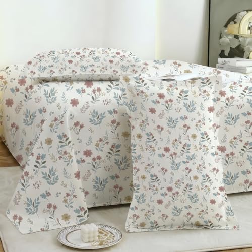 Image of Story@Home 190 TC Cotton Double Bedsheet Set with 2 Pillow Covers | Soft Breathable Fabric | 250 x 225 cm Double Bed Sheet | Off White & Brown Floral Printed Bedding for Bedroom
