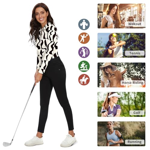 Image of Soneven Womens Golf Polo Shirts 3 /4 Long Sleeve V Neck Button Down Shirts Business Causal Work Blouses Tops