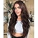 YEESHEDO Peluca Larga Marrón Ondulada, Pelucas Largo Rizada Naturales Separación Media para mujer, Vida diaria Cosplay Fiestas Halloween Navidad Brown Wig 26" (marrón)