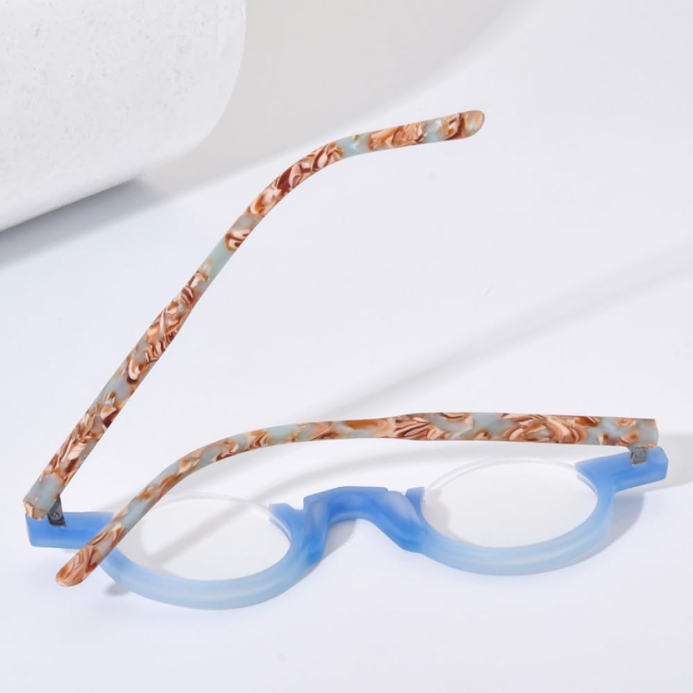 MUTYNE Montura de gafas de acetato mate para mujer, anteojos redondos, gafas de media montura a la moda