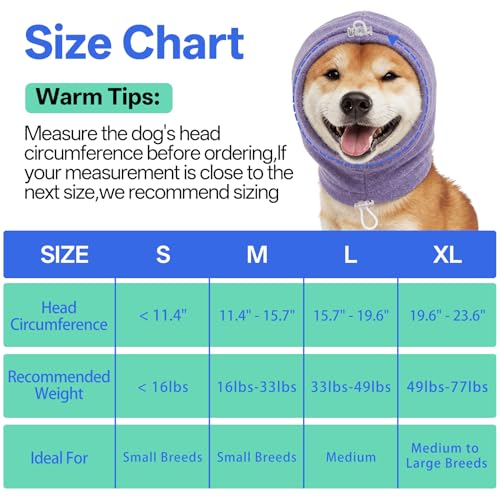 Image of MIGOHI XL Dog Ear Muffs Hematoma with Soft Pad - No Shake Ear Wrap for Dogs, Ear Protection for Dogs Noise Anxiety,Adjustable Dog Head Cover for Separation,Vet Visit,XL,Purple