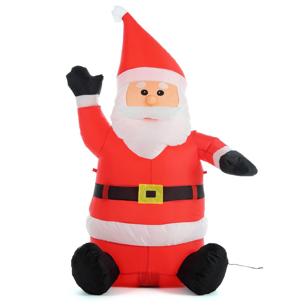 Père Noël gonflable BAKAJI 120 cm LED IP44 auto-gonflant avec kit de fixation