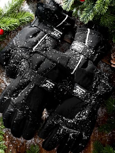 Image of SATINIOR 2 Pairs Kids Waterproof Winter Snow Gloves Ski Gloves for Boy Girl Outdoor Warm Thickening Snowboard