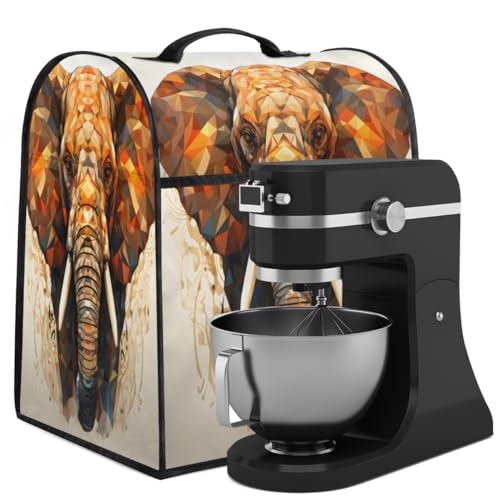 Coffee Maker Cover Geometry Elephant Printing Kitchen Appliance Covers Small Appliance Covers Blender Cover Juicer Cover Dust Covers for Kitchen Appliances with Top Handle and Pockets,Washable,C641