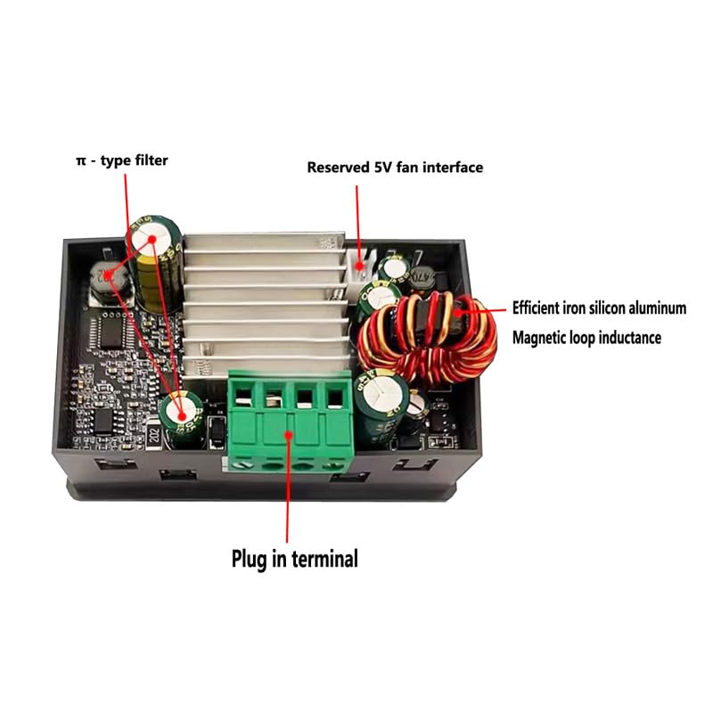 2PCS SK90C Voltage Regulator DC DC Buck Boost Power Converter 90W 6-36V to 0.5-36V 0-5A DC Regulated Power Supply with Cooling Fan Constant Current Volt Module