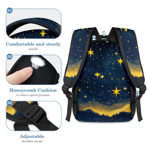Sac à dos ciel étoilé jaune de 40cm avec trousse pour ados - 4