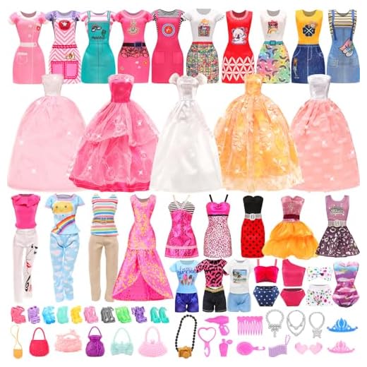 Miunana 58 Pezzi Per 11.5 Pollici 30 cm Bambola: 2 Vestiti Da Sposa + 2 Abiti + 2 Pantaloni + 2 Costumi Da Bagno + 12 Vestiti Moda + 10 PCS (20 Pezzi) Scarpe + 18 Accessori (Consegna Casuale)