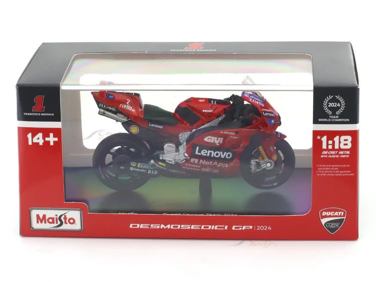 Maisto - 1/18 Die Cast Scale Model Compatible with Ducati Desmosedici GP #1 Moto GP Pecco 2024 Model Bike Collectible-image-8