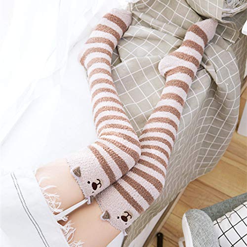 haozaikeji Girl Stripes Thigh High Socks Cat Warm Stocking Women Over Knee Floor Sock Cartoon Home Slipper Thighs Sleep Boot4