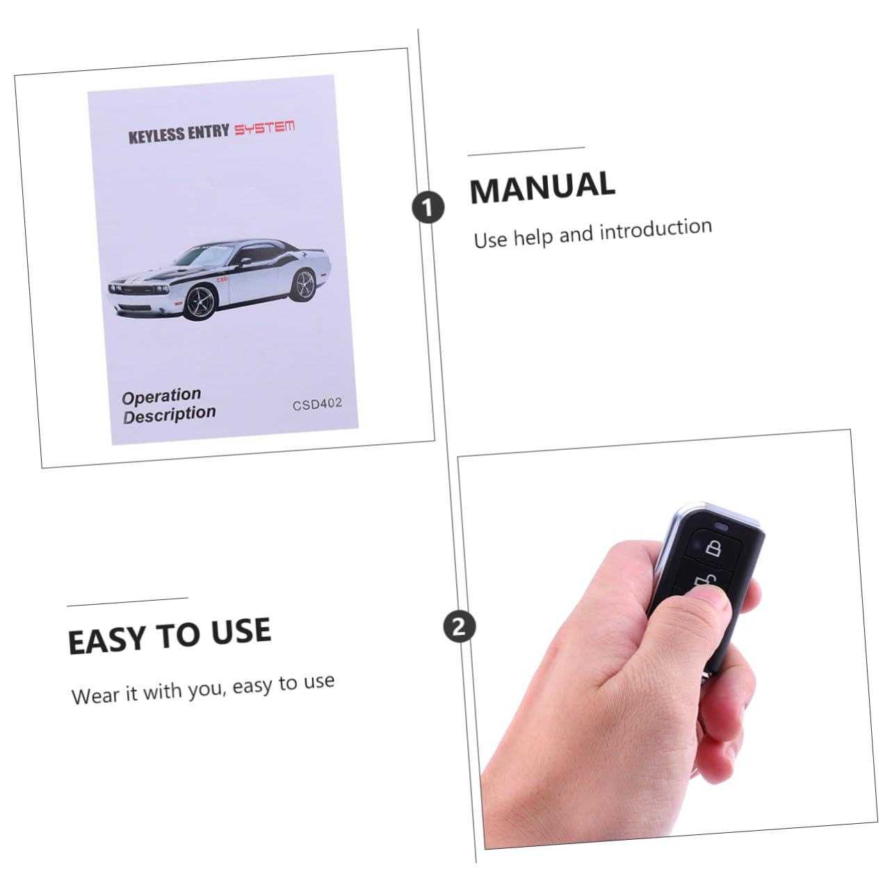 Système distance D'entrée Alarme Antivol sans Clé pour Voiture Démarrage à Distance à Télécommande en Plastique Noir, Sécurité Anti-effraction Pratique
